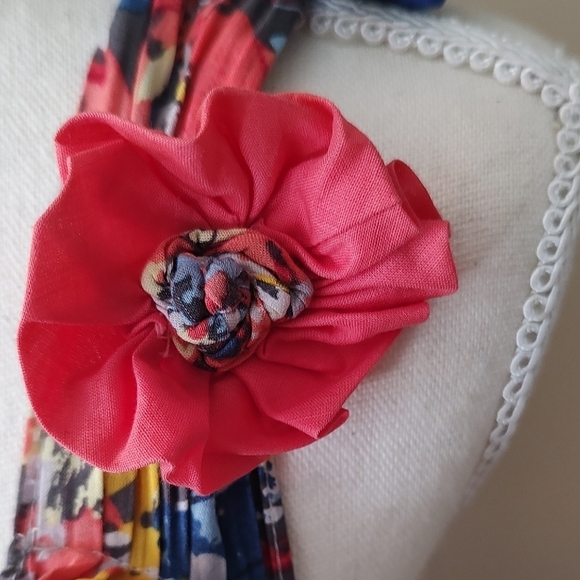 Janet Paris Colorful Rosette Asymmetrical Sundress with Scoop Neck Medium - Picture 6 of 8